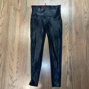 Black faux leather large leggings